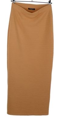 Dámska oranžová rebrovaná midi sukňa