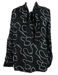 Dámská černá vzorovaná halenka s vázačkou Esmara 