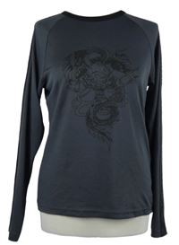 Dámské tmavošedé triko s drakem a pruhy Much More 