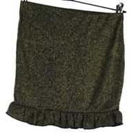 Dámska zlato-čierna melírovaná úpletová sukňa s volánikom PrettyLittle Thing