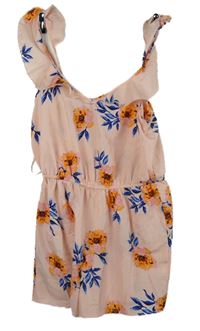 Nové - Dámský světlerůžový květovaný letní overal Primark 