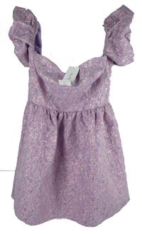 Nové - Dámské lila-růžové květované šaty s nabíranými rukávy Miss Selfridge 