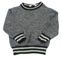 Čierno-biely melírovaný sveter s proužkem zn. H&M