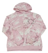 Růžovo-bílá mikina s nápisem a kapucí Primark