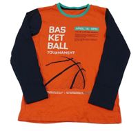 Červeno-tmavomodré triko s nápisem Dunnes