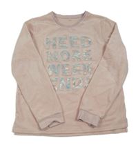 Svetloružová plyšová mikina s nápisom C&A