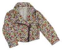 Čierna kvetinová plátenná bunda H&M