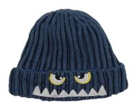 Modrá žebrovaná čepice s očíma