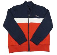 Tmavomodro-bielo-červená prepínaci mikina s logom Fila