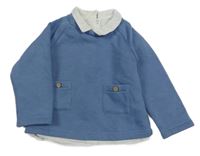 Modrá mikina s golierikom a vreckami Mayoral