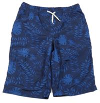 Tmavomodré šusťákové kraťasy s listy kids