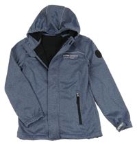 Modro-šedá melírovaná softshellová bunda s kapucí Active Touch 