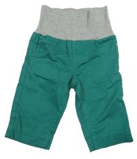 Zelené podšité nohavice s úpletovým pasom