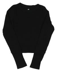 Čierne rebrované tričko H&M