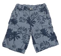 Modro-tmavomodré plátenné kraťasy s palmami C&A