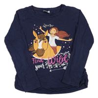 Tmavomodré tričko s dívkou a koněm - Spirit dreamworks