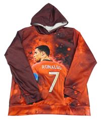 Vínovo-červená športová mikina s Ronaldem a kapucňou