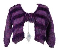 Nové - Dámske fialovo-farebné pruhované svetrové bolerko