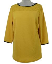 Dámska žltá vzorovaná blúzková á tunika s černými lemy Paola