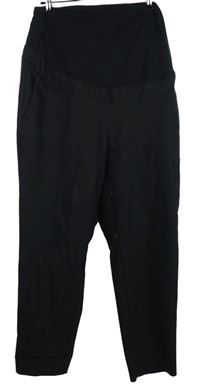 Dámske čierne plátenné tehotenské é nohavice H&M