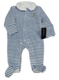 Nové - Modro-bílý pruhovaný sametový overal s pejskem Dunnes