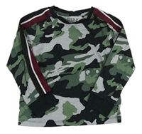 Kaki-sivo-čierne army pyžamové tričko Next