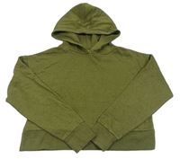 Khaki melírovaná crop mikina s kapucí Candy