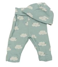 2set - Mentolové tepláky s mraky + čapica H&M