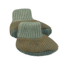 Hnědo-modro-šedé pletené zateplené capáčky 