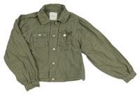 Khaki riflová crop bunda Next