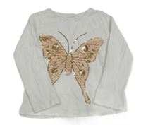 Biele tričko s překlápěcími flitre zn. Nutmeg