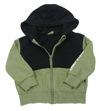 Kaki-čierna prepínaci mikina s nápisom a kapucňou lupilu