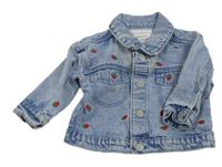 Modrá rifľová bunda s jahůdkami Primark