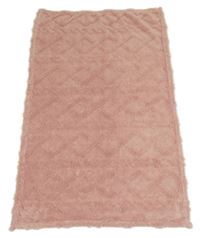 Ružová chlpatá 3D károvaná deka