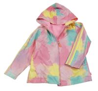Farebná batikovaná nepromokavá jarná bunda s kapucňou