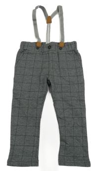 Sivé kockované teplákové nohavice s trakami C&A