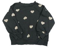 Tmavosivá mikina so srdiečkami H&M