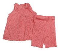 2set - Ružová vzorovaná žebrovná tunika + capri legíny George