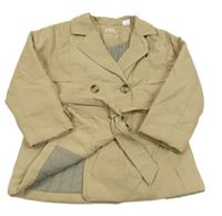 Béžový šusťákový podšitý kabát s páskem Zara