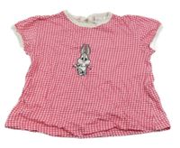 Růžovo-bílé kostičkované tričko se zajícem 