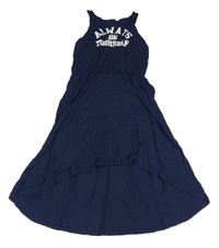 Tmavomodré bavlněné šaty s nápisem H&M