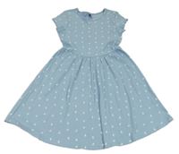 Svetlomodré rebrované šaty s motýly Yigga