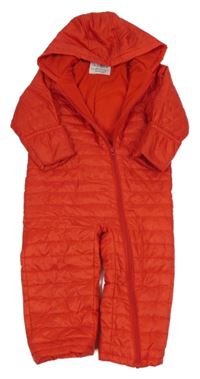 Červená prošívaná šusťáková zateplená kombinéza s kapucí M&S