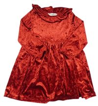 Červené zamatové šaty s volánikom H&M