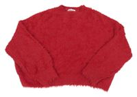 Červený chlpatý oversize sveter H&M