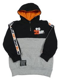Čierno-sivá mikina s nápisom a kapucňou Kiki&Koko