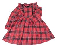 Červeno-zeleno-strieborné kockované šaty s volánikmi Matalan