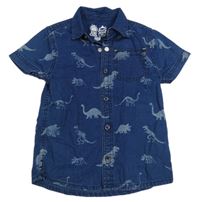 Tmavomodrá riflová košile s dinosaury F&F