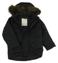 Černá šusťáková zimní bunda s kapucí M&S