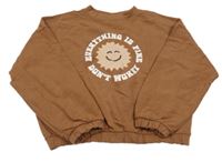 Hnedá crop mikina so slniečkom